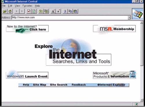 Internet Explorer 1995: dominated the browser market for over a decade, bundled with Windows and driving web standards adoption