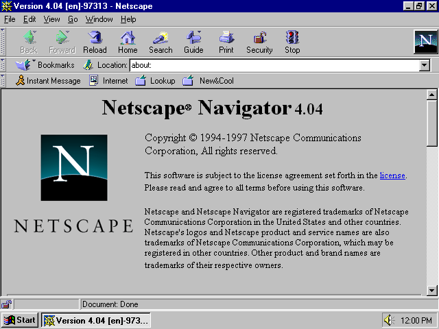 Netscape Navigator 1994: the first commercially successful browser, introducing innovations like cookies and secure data transmission